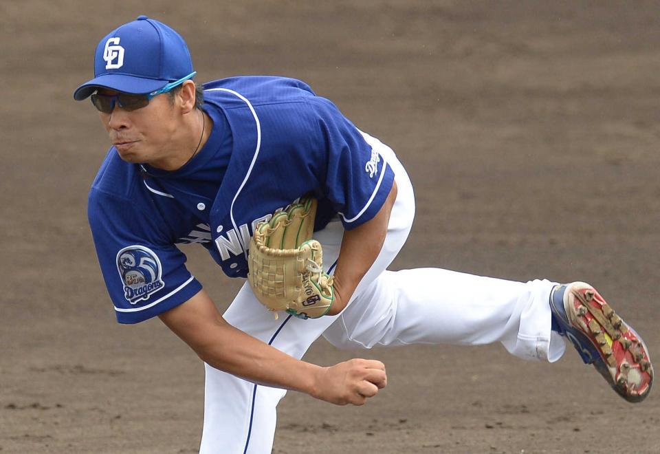 今季限りで引退した中日・山井＝６月２６日撮影