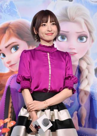 　映画「アナと雪の女王２」のイベントに参加した神田沙也加さん＝２０１９年１２月