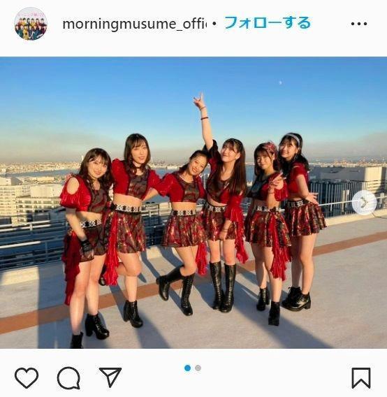 モーニング娘。’２２のインスタグラム＠ｍｏｒｎｉｎｇｍｕｓｕｍｅ＿ｏｆｆｉｃｉａｌより（左から）森戸知沙希、譜久村聖、小田さくら、羽賀朱音、横山玲奈、岡村ほまれ