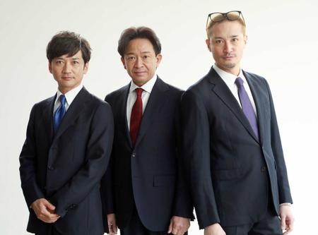 　民放ＢＳ５局とコラボするＴＯＫＩＯ（左から国分太一、城島茂、松岡昌宏）