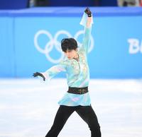 　フリー演技を滑る羽生結弦（撮影・堀内翔）