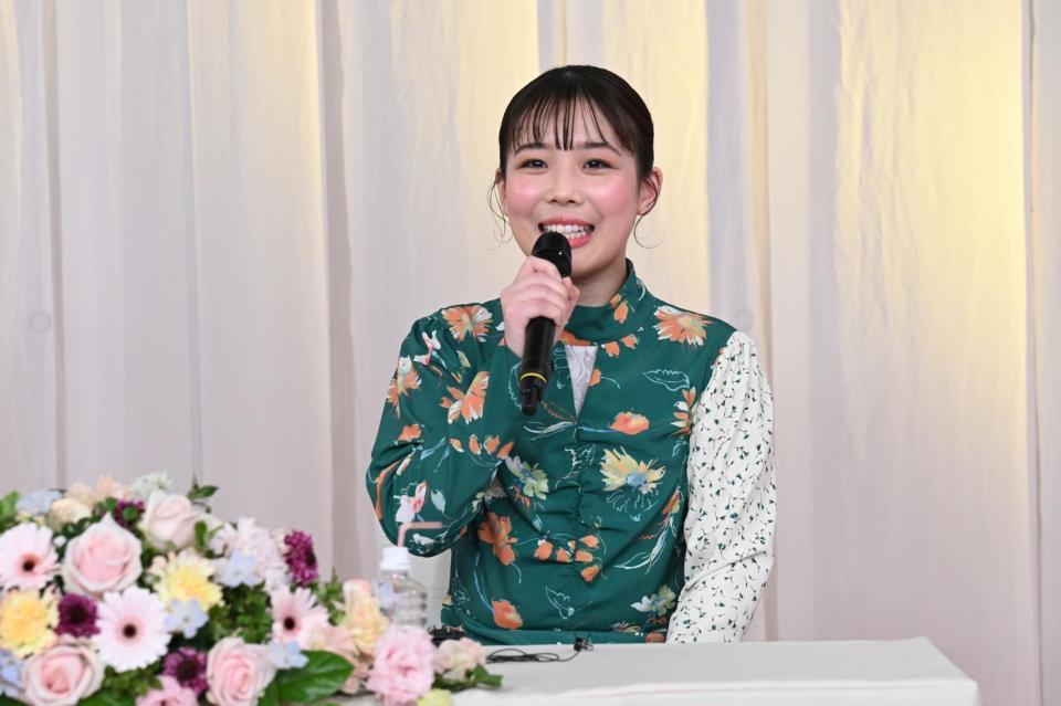 　会見に出席したまやお姉さん＝ＮＨＫ