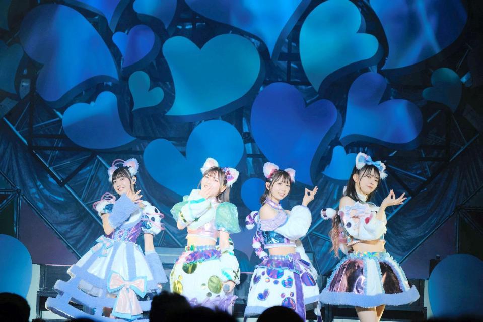 　７周年ライブでファンを盛り上げたわーすたの（左から）小玉梨々華、廣川奈々聖、松田美里、三品瑠香＝東京・豊洲ＰＩＴ