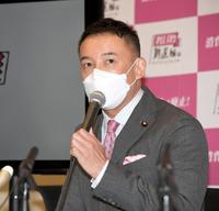 議員辞職表明する山本太郎氏＝衆議院議員会館（撮影・金田祐二）