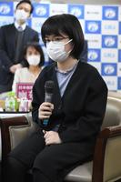 　取材に応じる仲邑菫二段＝東京・日本棋院（撮影・金田祐二）