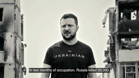 　８日に公開された、ゼレンスキー大統領のビデオメッセージ（大統領のフェイスブックから・共同）