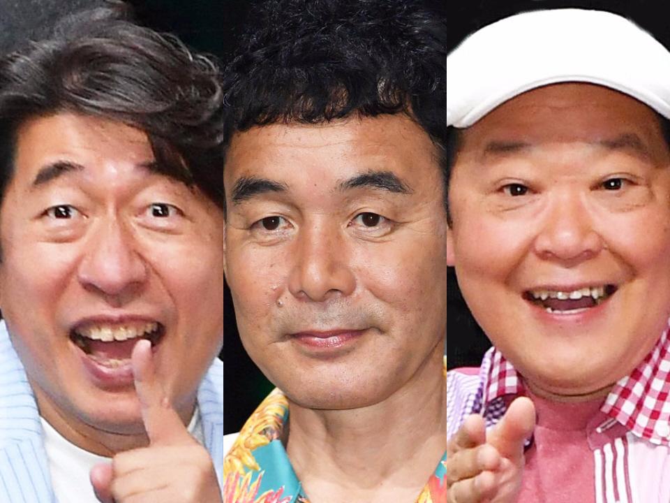 ダチョウ倶楽部の（左から）寺門ジモン、肥後克広、上島竜兵さん