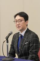 　「六月大歌舞伎」の第３部「ふるあめりかに袖はぬらさじ」の取材会を行った河合雪之丞＝都内