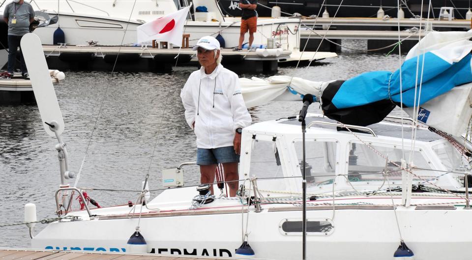 　無事帰港した堀江謙一さん