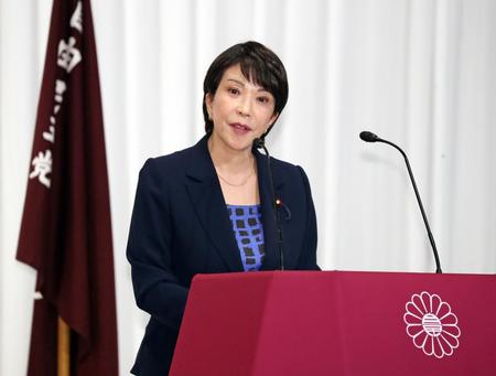 　参院選の公約を発表する自民党の高市早苗政調会長（代表撮影）