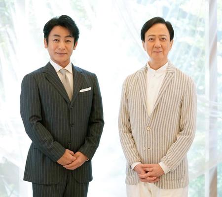 　取材会を行った片岡愛之助（左）と坂東玉三郎