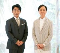 　取材会を行った片岡愛之助（左）と坂東玉三郎