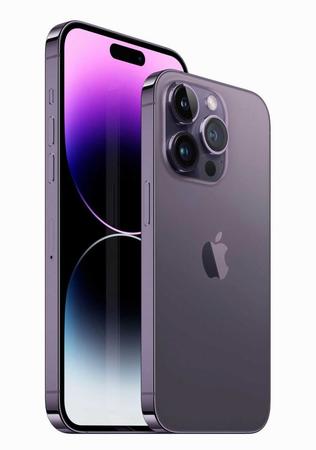 　米アップルが発表したｉＰｈｏｎｅ「１４プロ」（右）と「１４プロマックス」（同社提供・共同）