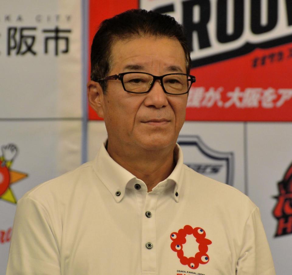 　スポーツ応援事業「ＯＳＡＫＡ　ＳＰＯＲＴＳ　ＧＲＯＯＶＥ」プロジェクトの記者発表会に出席した大阪・松井一郎市長