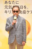 　新ＣＭ発表会に登場したタモリ（撮影・佐々木彰尚）