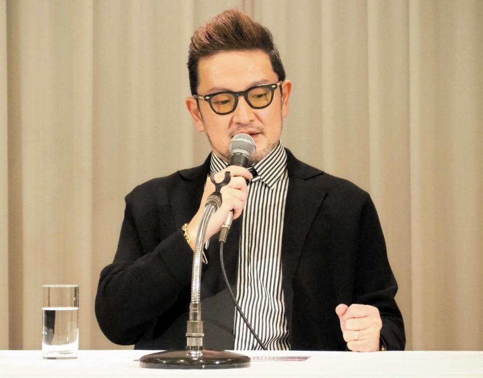 　「當る卯歳　吉例顔見世興行　東西合同大歌舞伎」取材会に出席した中村獅童＝大阪市内