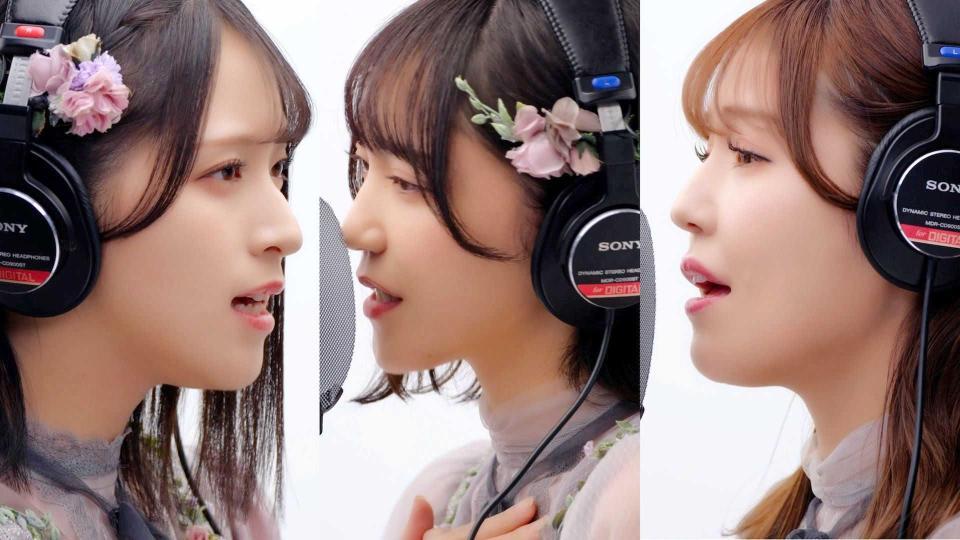 　「ＴＨＥ　ＦＩＲＳＴ　ＴＡＫＥ」に挑んだ＝ＬＯＶＥの（左から）佐々木舞香、野口衣織、諸橋沙夏