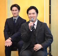 　笑顔で新春浅草歌舞伎について話す尾上松也＝東京會舘（撮影・西岡正）