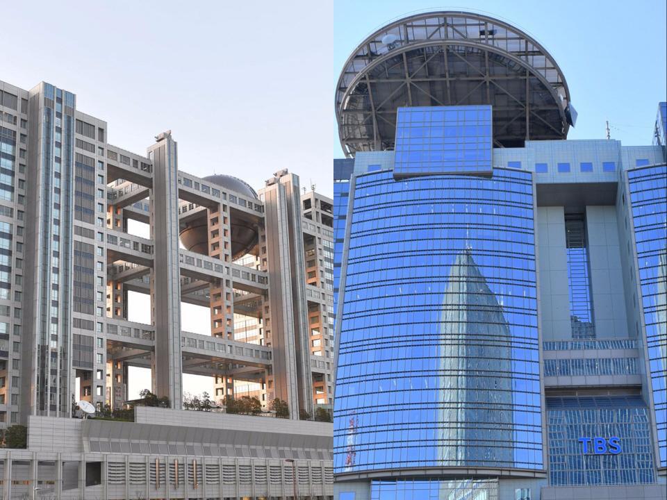 　フジテレビ（左）とＴＢＳ放送センター