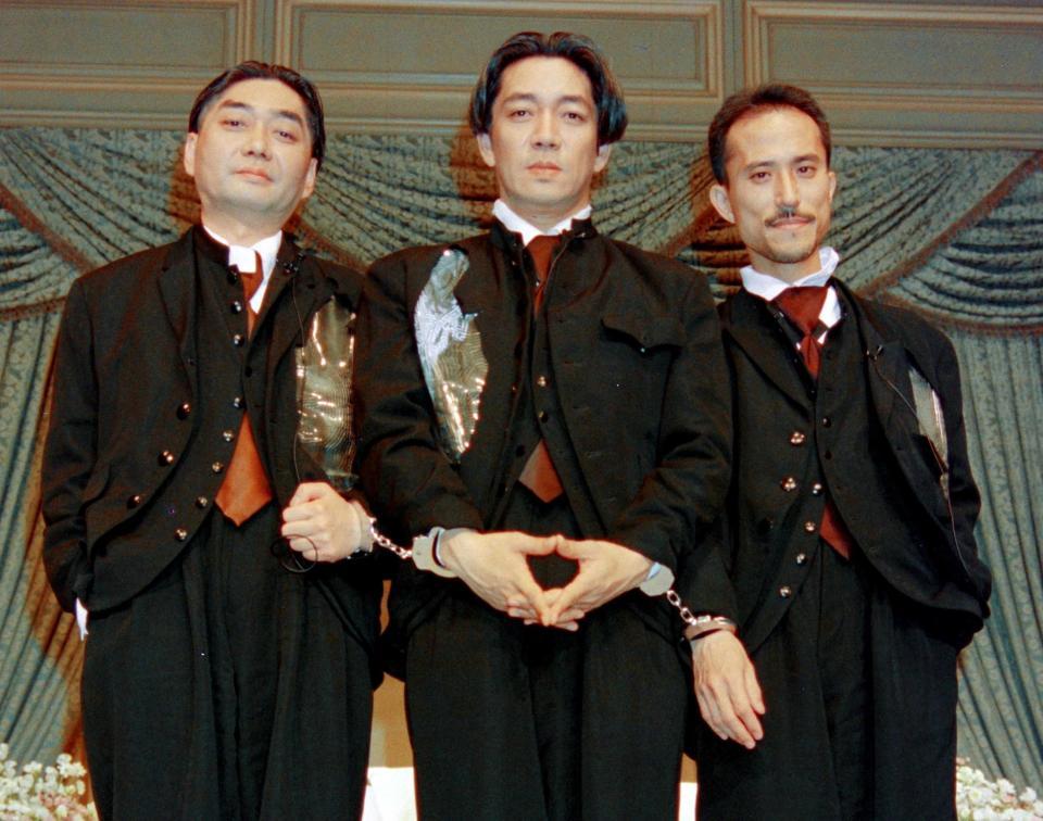 　ＹＭＯの（左から）細野晴臣、坂本龍一、高橋幸宏さん＝１９９３年４月