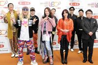 　　開演前に会見した（前列左から）ＤＪ　ＫＯＯ、大黒摩季、相川七瀬、天野ひろゆき（後列左から）ピコ太郎、竹中雄大、大野雄大、村上てつや、黒沢薫