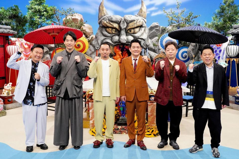 　（左から）かまいたち・山内健司と濱家隆一、千鳥・大悟とノブ、ダイアン・ユースケと津田篤宏（Ｃ）フジテレビ