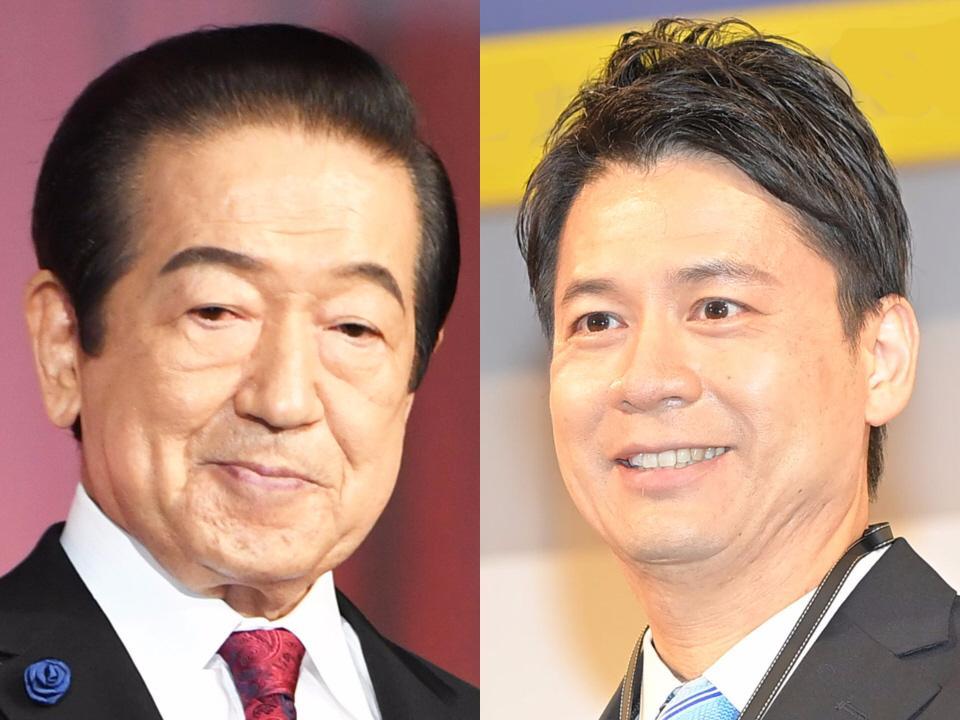 　草野仁（左）と石井亮次アナウンサー