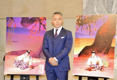 　歌舞伎座新開場十周年「團菊祭五月大歌舞伎」取材会に登場した市川團十郎