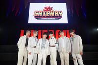 　全国ツアー開催を発表したＬＩＬ　ＬＥＡＧＵＥの（左から）岩城星那、山田晃大、百田隼麻、難波碧空、岡尾真虎、中村竜大