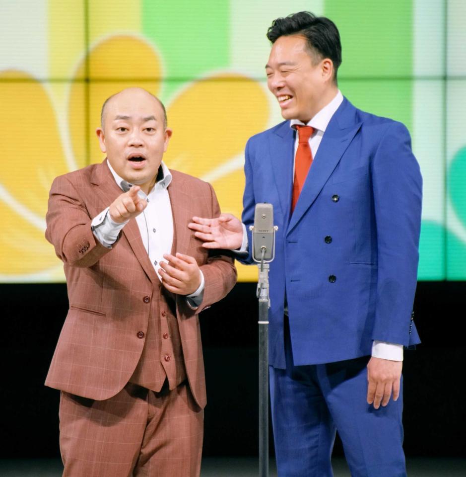 　ＮＧＫで“凱旋”漫才を披露したギャロップの林健（左）と毛利大亮 