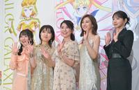 　（左から）水樹奈々、林原めぐみ、三石琴乃、北川景子、井上麻里奈（撮影・西岡正）