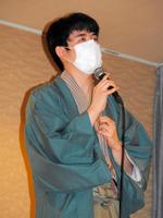 　大盤解説場で棋聖４連覇を達成した喜びを語る藤井聡太棋聖