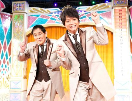 　「欽ちゃん＆香取慎吾の第９９回全日本仮装大賞」に出演する萩本欽一（左）と香取慎吾