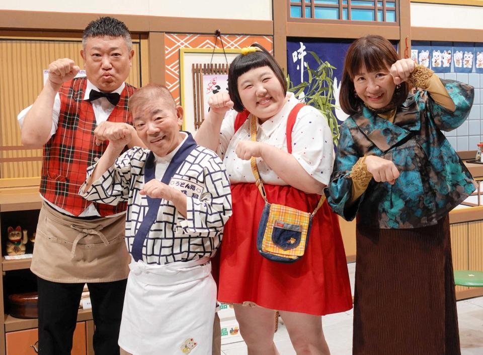 　（左から）烏川耕一、池乃めだか、酒井藍、浅香あき恵