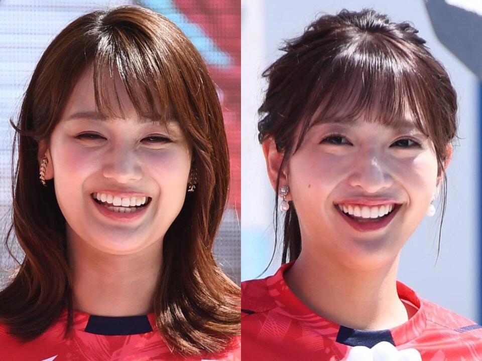 　井上清華アナ（左）と藤本万梨乃アナ