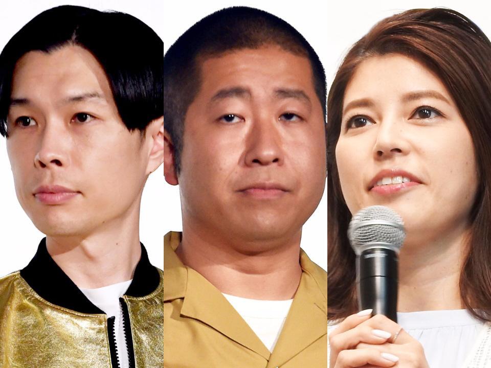 （左から）ハライチ・岩井勇気、澤部佑、神田愛花