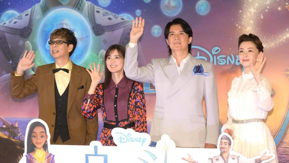 　映画「ウィッシュ」で声優を務める（左から）山寺宏一、生田絵梨花、福山雅治、檀れい（撮影・堀内翔）