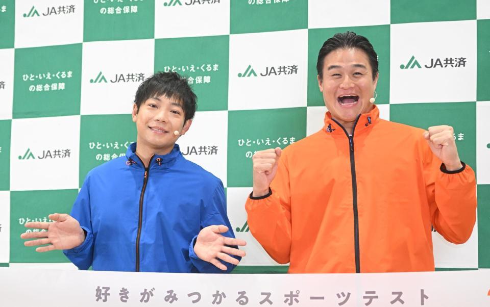 　スポーツの楽しさを伝えたティモンディの前田裕太（左）、高岸宏行（撮影・堀内翔）