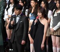 　司会を務める川口春奈（右）と安住紳一郎アナウンサー（撮影・伊藤笙子）