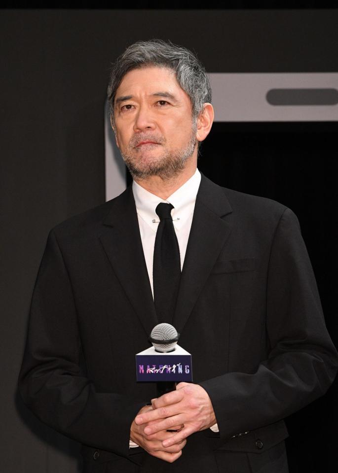 　試写会に登場した杉本哲太（撮影・佐々木彰尚）