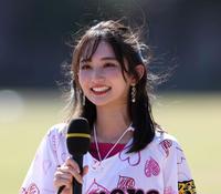 　２０２１年のミス同志社グランプリで気象予報士の友廣南実（撮影・中田匡峻）