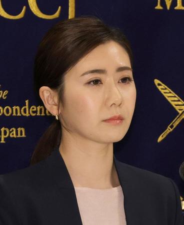 　会見する福原愛さん＝１５日、日本外国特派員協会