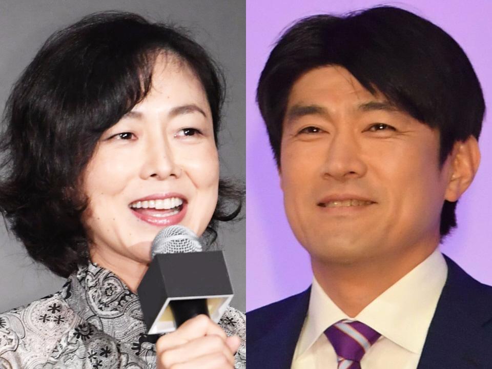 　有働由美子アナウンサー（左）、藤井貴彦アナウンサー