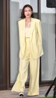 　淡いイエローの衣装で登場した長谷川京子（撮影・出月俊成）