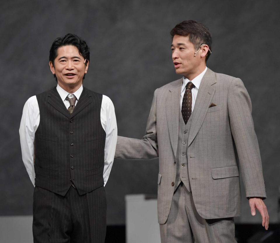 　舞台「ＧＯＯＤ」の会見に登場した佐藤隆太（右）と萩原聖人（撮影・佐々木彰尚）