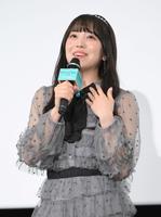 　舞台あいさつに登場した結川あさき（撮影・伊藤笙子）