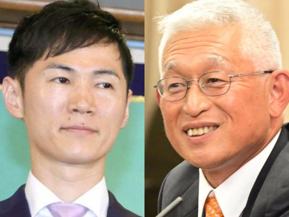 　石丸伸二氏（左）と泉房穂氏