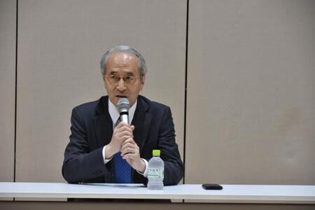 　会見を行った読売テレビの松田陽三代表取締役社長