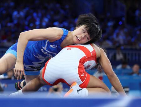 　レスリング女子５３キロ級で金メダルを獲得した藤波朱理選手＝８日