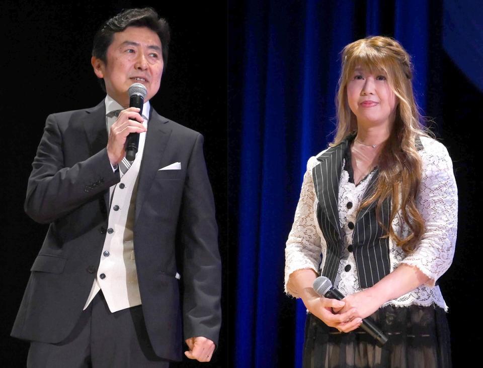 　笠井信輔アナウンサー（左）と茅原ますみアナウンサー＝２３年５月